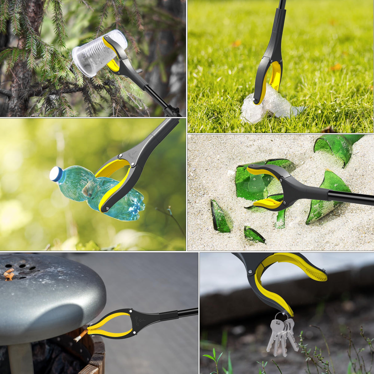 48 Inch Extra Long Grabber Reacher Tool，Foldable Pick Up Stick with Strong Grip Magnetic，360°Rotating Anti-Slip Jaw 4" Wide Claw Opening,Hand Grabber for Reaching