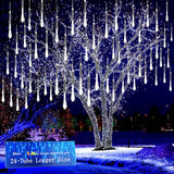 Kwaiffeo Christmas Lights Outdoor, 24 Tubes(Equivalent to 3 Sets of 8-Tubes) Meteor Shower Light Snow Falling Icicle Lights for Xmas Tree Halloween Decoration Wedding Party Window, UL Plug, White