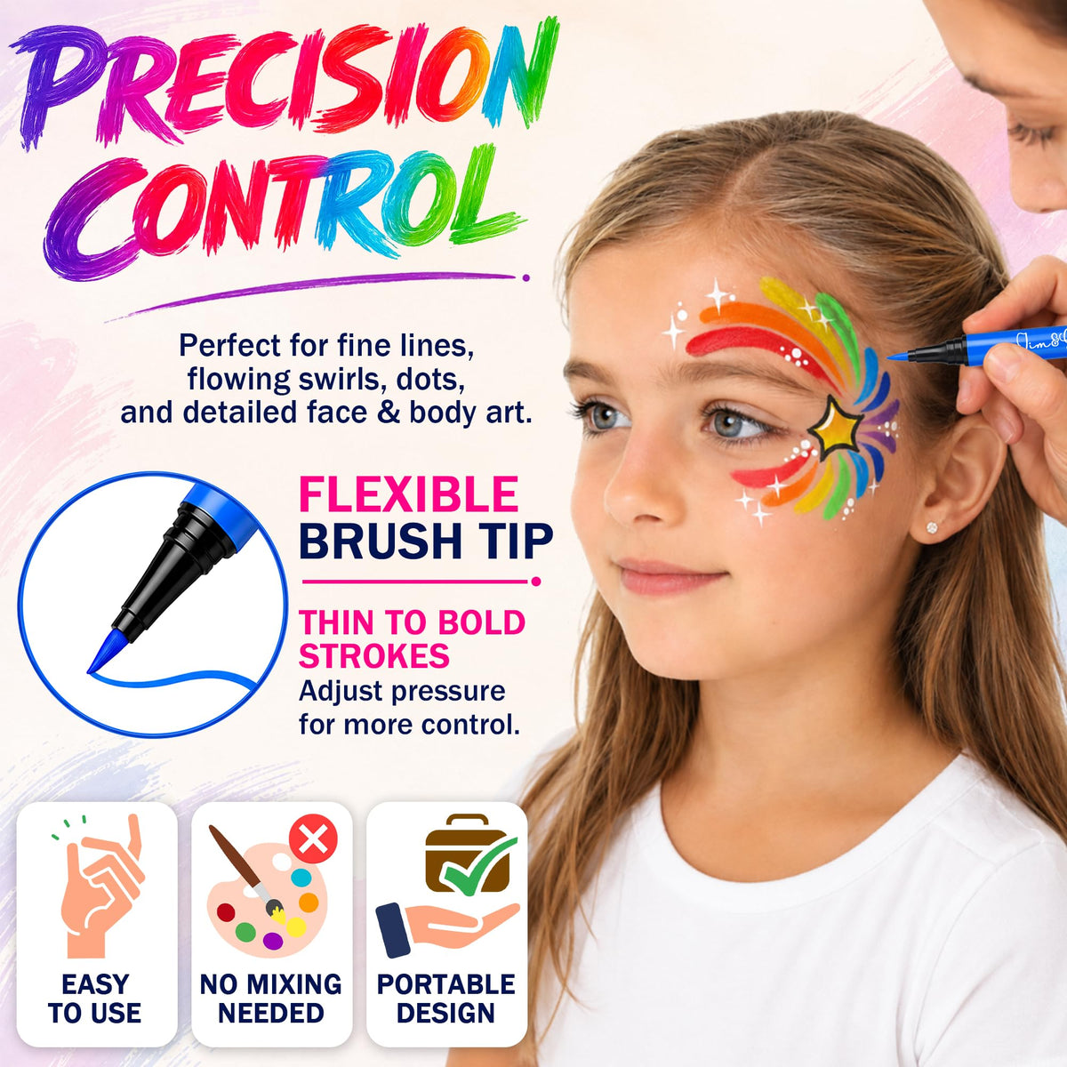 Jim&Gloria Water Resistant Face Paint Tattoo Pen, Temporary Tattoo Markers for Skin, Body Painting Kit, Teen Girl Gifts Trendy Stuff, Makeup Toys Crafts, Christmas Gifts for Teenage Girls, Adults