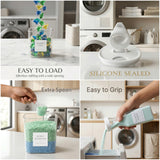 3+2 Pack Laundry Pods Containers & Dryer Sheet Holder & Laundry Detergent Dispenser, Laundry Room Organization and Storage Jars with Lids, Labels and Scoops for Scent Booster, Powder, Pods