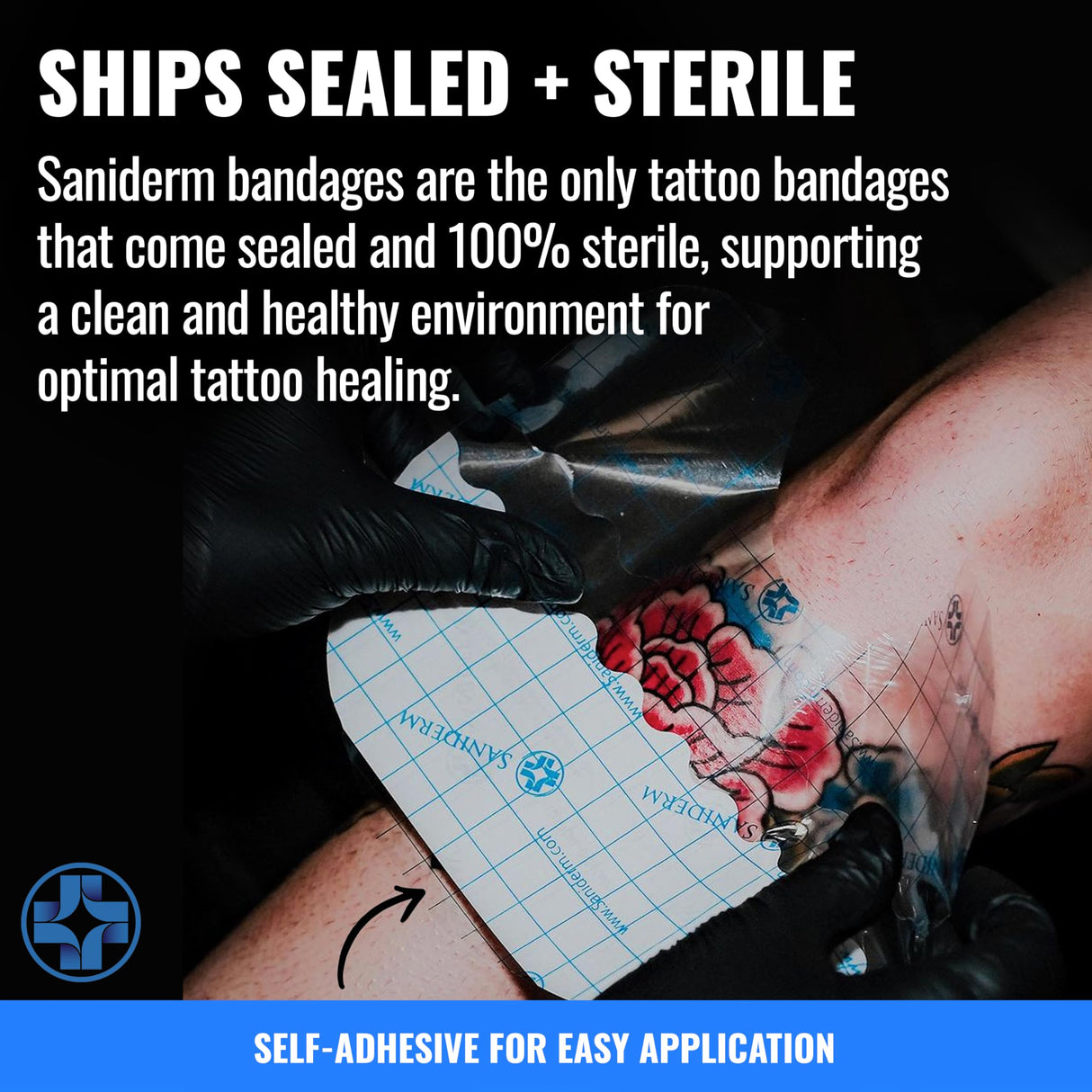 Saniderm Original Tattoo Aftercare Bandage (Personal Roll, 10.2 in x 2 yd) – Convenient, Faster Tattoo Healing and Protection – Sterile, Waterproof, and Latex-Free Tattoo Aftercare Wrap – Gloss Finish