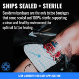 Saniderm Tattoo Aftercare Bandage 3 Sheets (Large Pack, 8 in x 10 in) – Convenient, Faster Tattoo Healing and Protection – Sterile, Waterproof, and Latex-Free