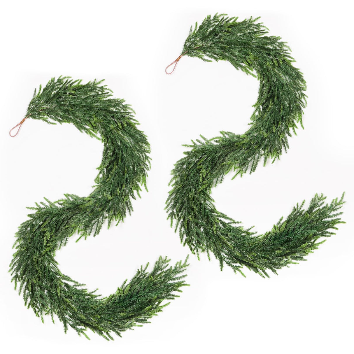 TOWPONICS 12FT（2 * 6FT） Christmas Norfolk Pine Garland, Real Touch Faux Green Garlands, Winter Artificial Greenery Garland for Mantle, Stairs, Table, Fireplace, Indoor & Outdoor Xmas Decorations