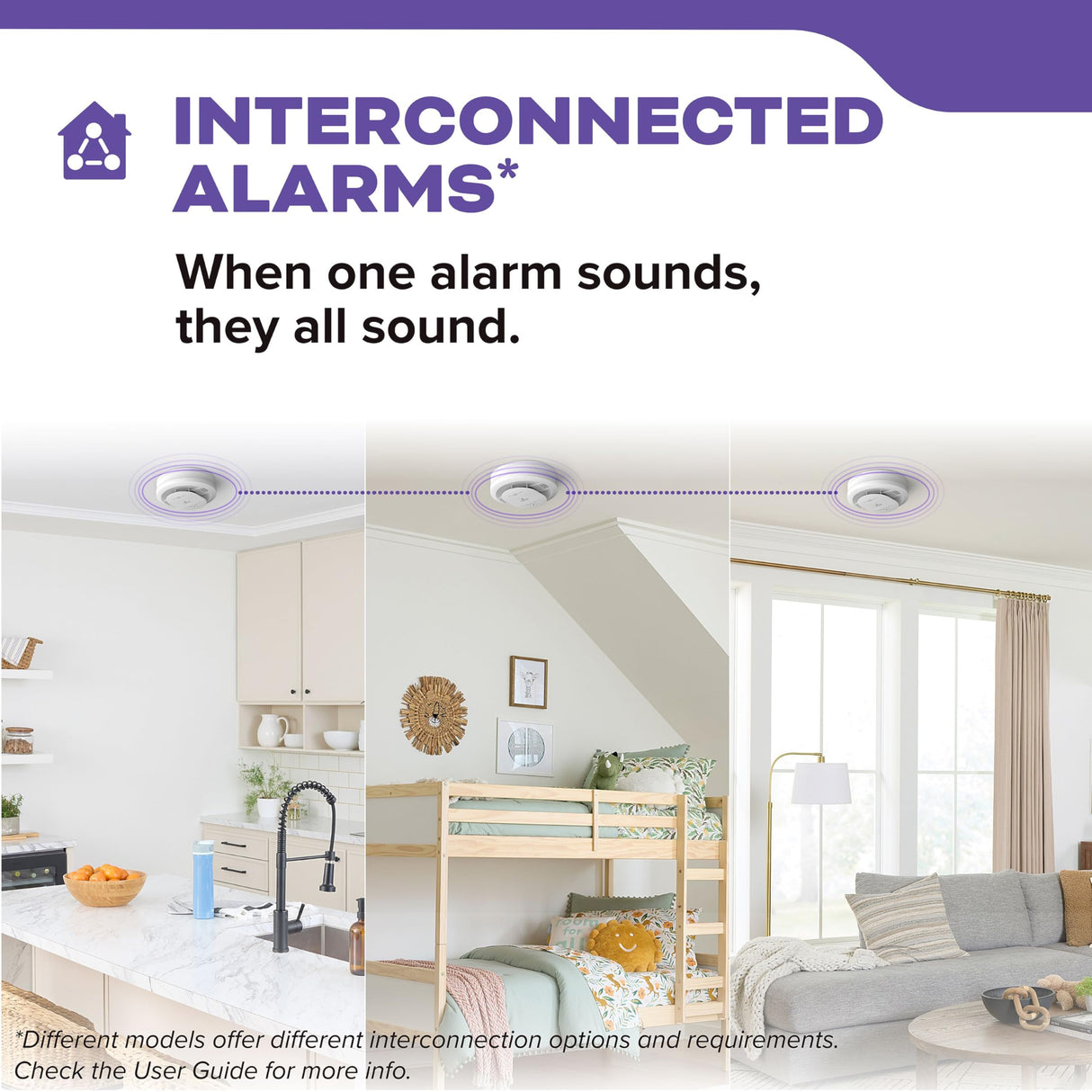 Kidde Hardwired Smoke & Carbon Monoxide Detector for Home, Voice Alerts, 2 AA Battery Backup, 3-Pack