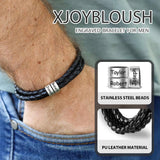 XJoyBloush Fathers Day Bracelet for Dad Gifts, Custom Bracelets with Family Names Personalized Mens Leather Bracelet Customized Gifts for Boyfriend Husband