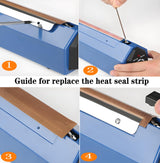 Impulse Sealer 12 inch Manual Heat Sealer Machine with Adjustable Heating Mode, ABS Shrink Wrap Bag Sealers for Plastic PE PP Bags, Portable Poly Bag Sealing Machine with Extra Replace Kit(Blue)