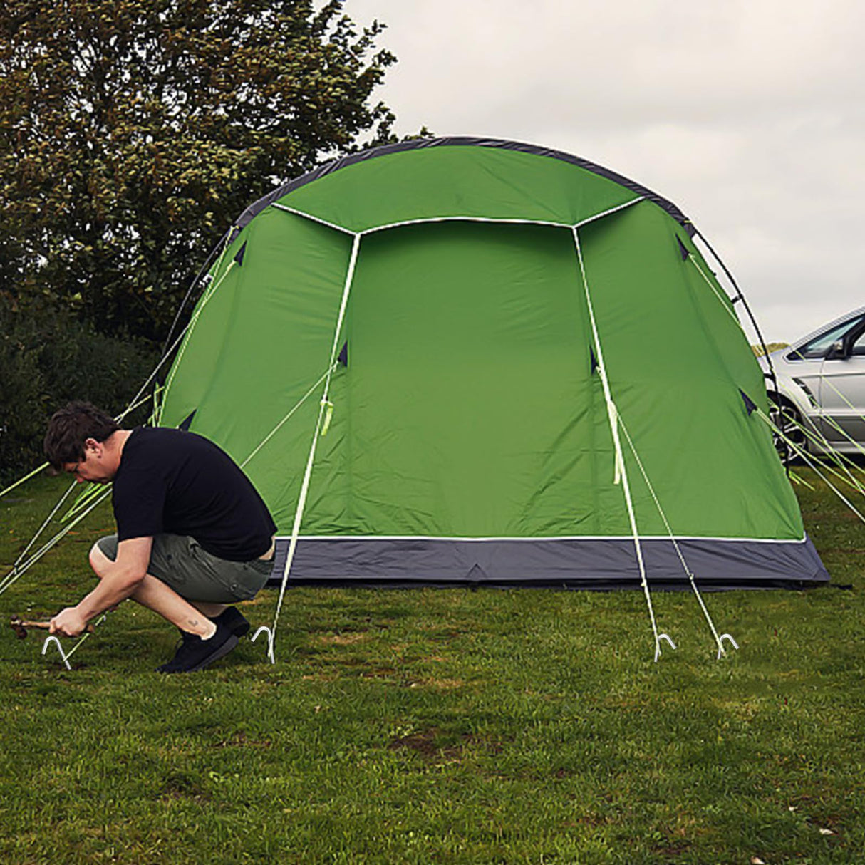 AAGUT Tent Stakes Heavy Duty Metal 9 Inch, 50 Pack Rust-Resistant Galvanized Steel Camping Stake Garden Edging Fence Hooks Yard Tent Pegs for Inflatable, Tarp, Outdoor Christmas Decorations