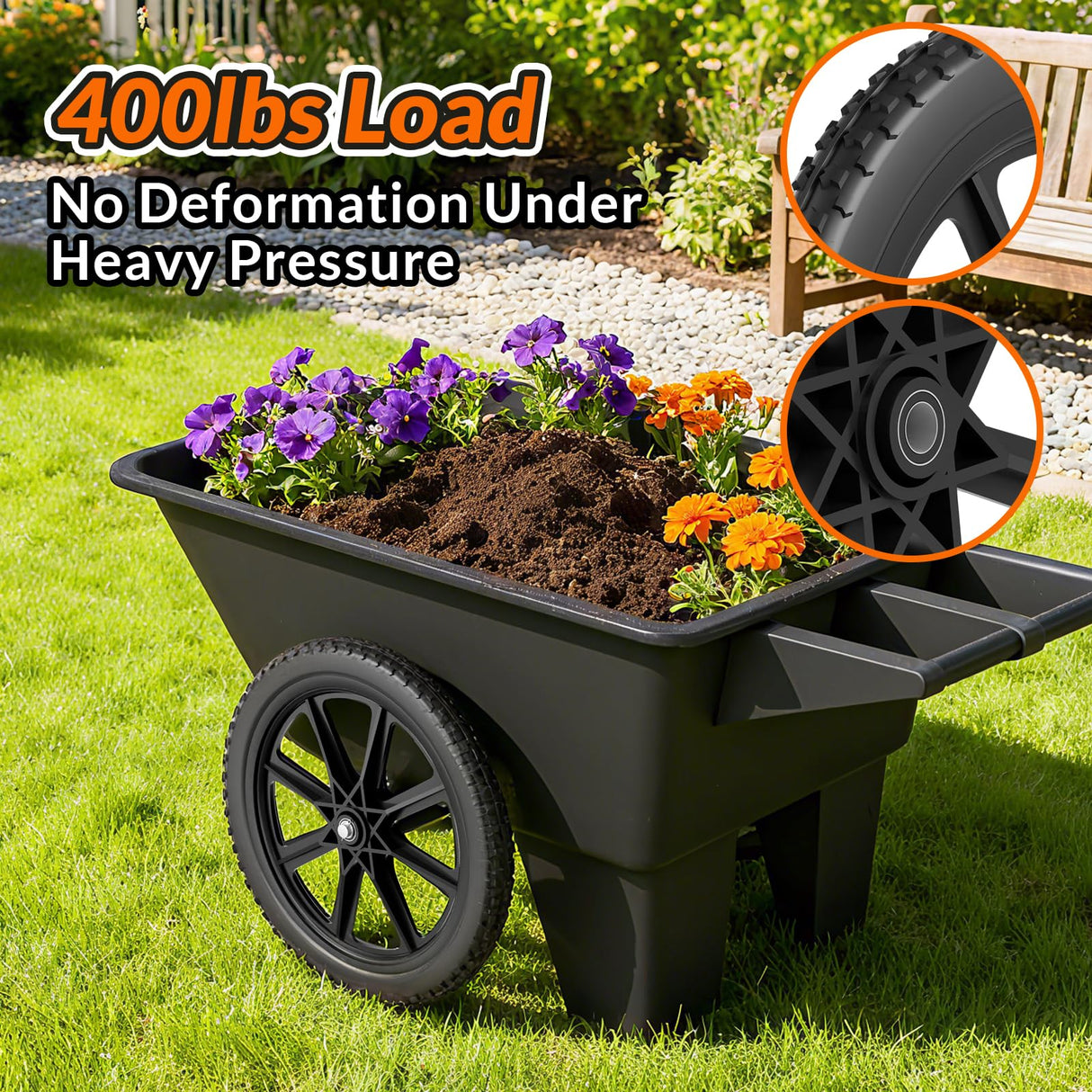 RONPOW 20" Flat Free Wheels Compatible with rubbermaid Wheelbarrows Tires