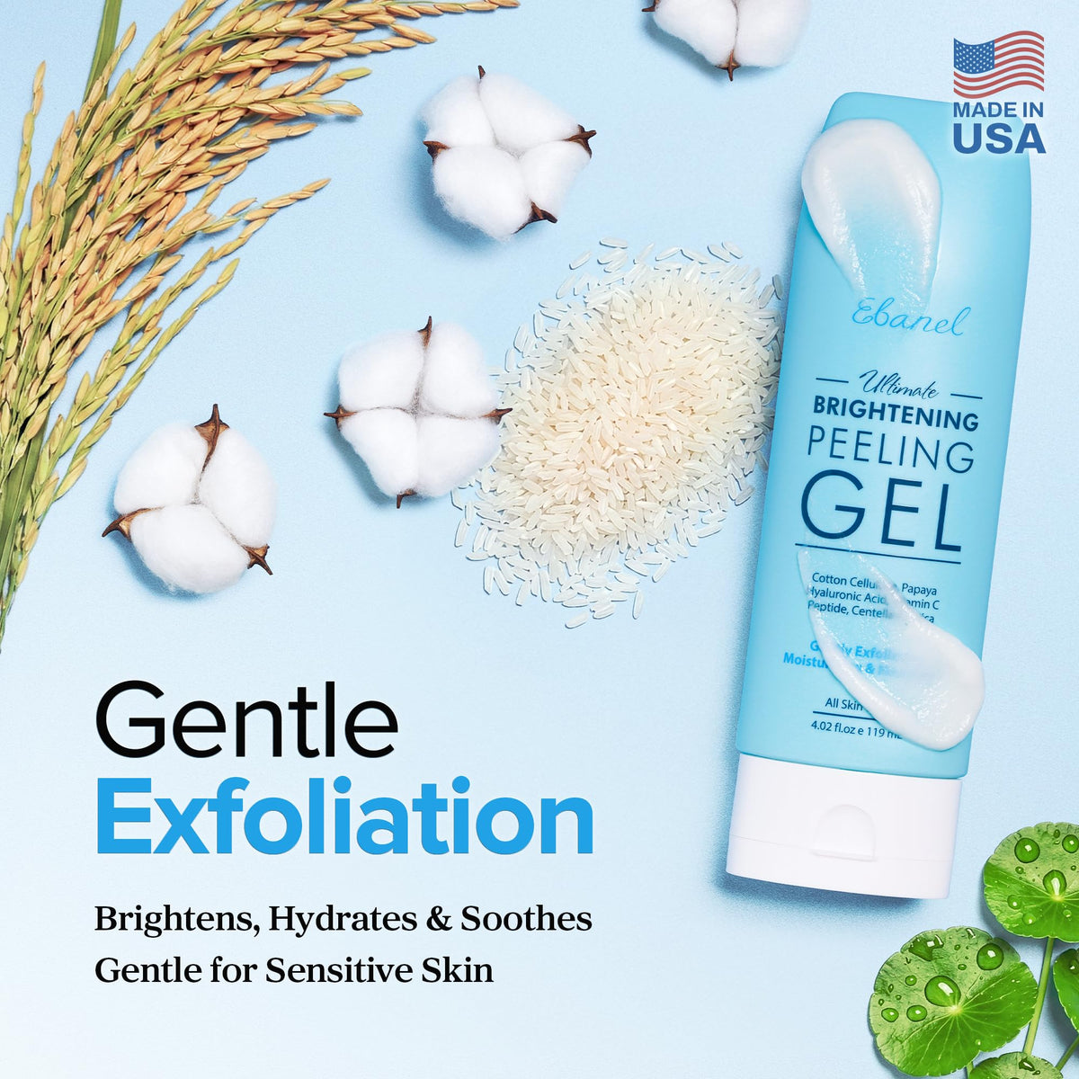 Ebanel Brightening Peeling Gel with Cellulose, Rice, Papaya, HA, Cica