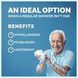 Scrubzz Disposable No Rinse Bathing Wipes - All-in-1 Single Use Shower Wipes, Simply Dampen, Lather, and Dry Without Shampoo or Rinsing (Unscented, 8-Pack)