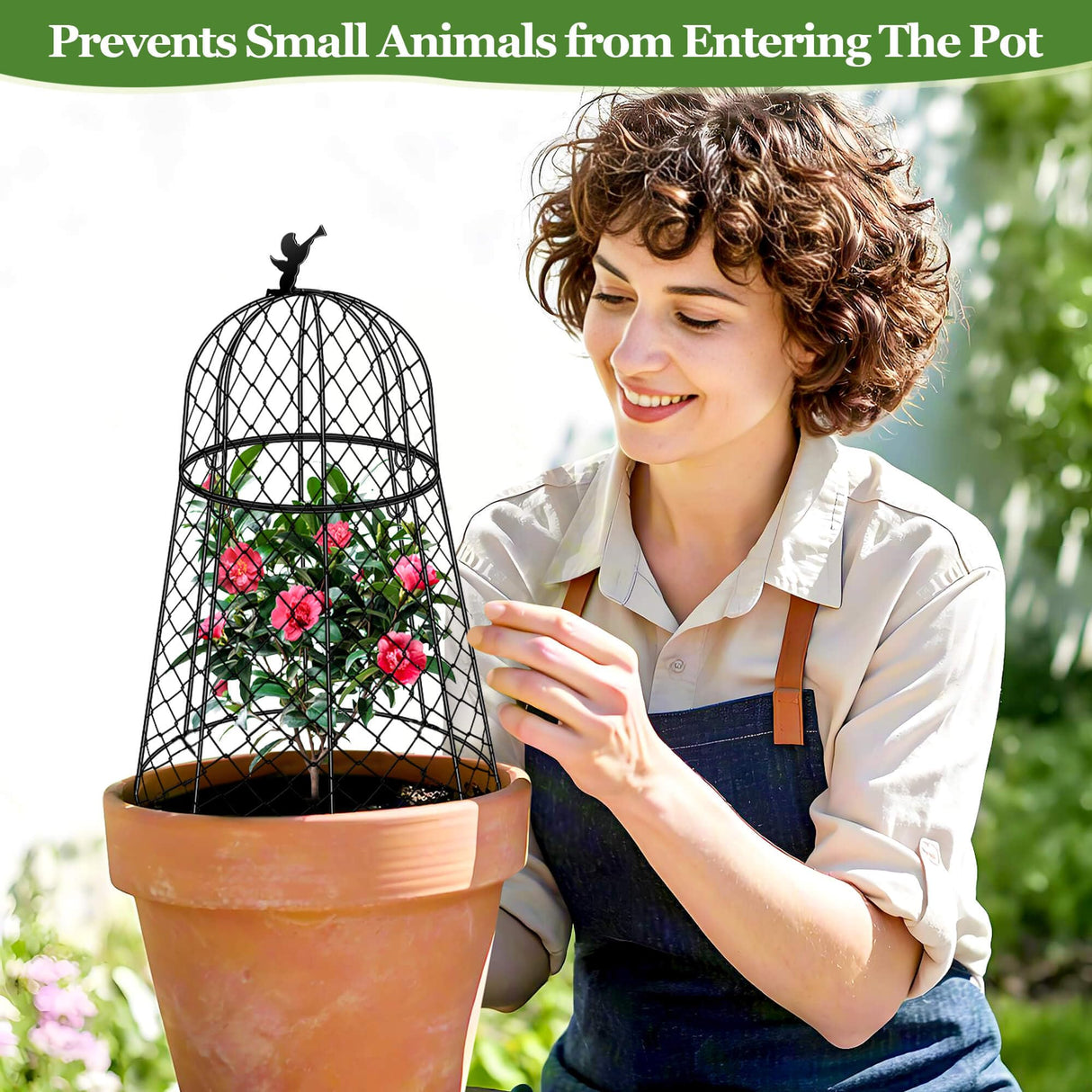 6 Pack Plant Protectors from Animals, Garden Cloches for Plants, Rustproof Chicken Wire Cloche Plant Cages to Keep Animals Out, Sturdy Metal Garden Cages for Outdoor Plants 13" D x 20" H