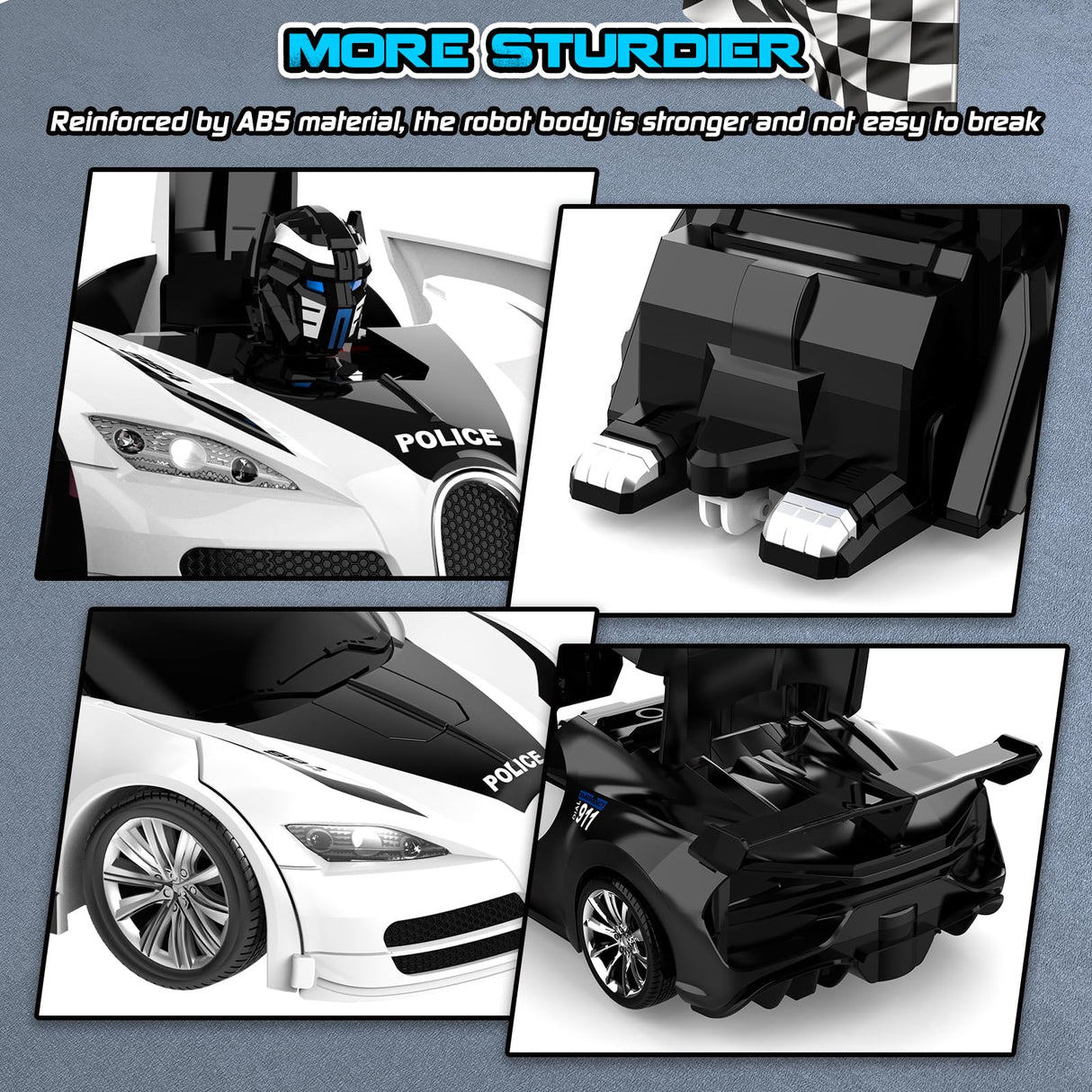 AONEPTR Remote Control Car, One-Click Becoming Robot Transforming Toys Car for Boys, Smooth Deformation, Demo Mode, 360° Rotation, Easy to Use, 2.4GHZ, LED Light, RC Cars for Christmas, Kids, White