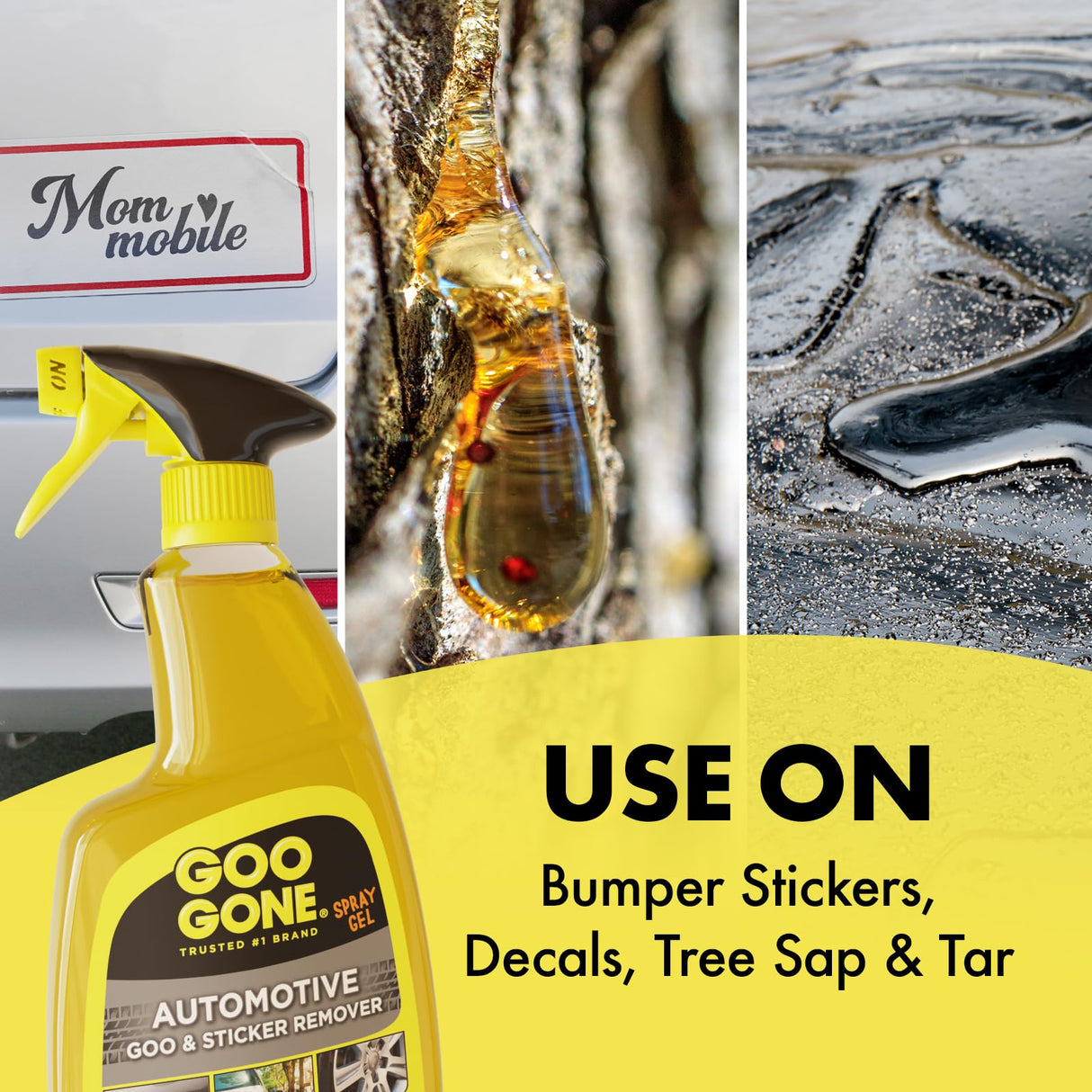 Goo Gone Automotive Adhesive Remover, Goo & Grime Cleaner for Bumper Stickers, Decals, Tree Sap, Brake Dust, Bird Droppings, Gum, Spray Paint, Asphalt, 24 oz with MicroFiber Buffing Towel