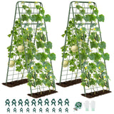 Heavy Duty A-Frame Metal Garden Trellis for Climbing Plants, 50"x17" Inch Tall Plant Support with Clips & Garden Ties for Cucumbers, Squash, Beans & Vines (2)