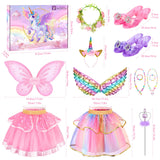 Princess Dress Up Fairy & Unicorn Costume for Girls 4-6, Toddler Dress with Tutu, Wings, Shoes, Jewelry, Headband Fairy Unicorn Toys for Girls Christmas Halloween Birthday Gift Toys