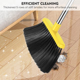 NACENA Broom and Dustpan Set, 55-in Long Adjustable Handle Broom Dustpan Combo with Dustpan Teeth to Automatically Clean Hair Suitable for Home Kitchen Office Hall Floor, Large(Grey&Yellow)