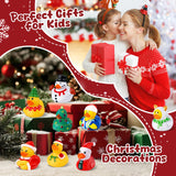 24 Pcs Christmas Rubber Ducks with a Bag, Christmas Stocking Stuffers for Kids, Santa Duckies for Xmas Party Favors Decorations, Ducks for Jeeps Classroom Gift Exchange, Baby Bath Toys