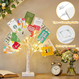 EAMBRITE Money Tree Gift Holder, Lighted Birch Tree 2FT 24LED, Battery/USB Powered Timer Light Up Display Twig Gift Card Tree with 12 Clear Clips and 6 Cards for Home Christmas Graduation Photo Memo