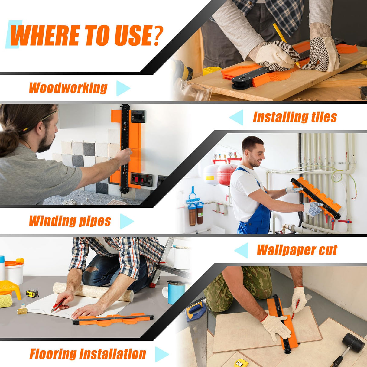 TOOLIFE Connectable Contour Gauge 10+10 Inch,Christmas Gifts for Stocking Stuffers Men Husband Dad, Shape Woodworking Tools for Flooring Tile Laying Carpet, Gifts for Him, Anniversary Birthday Ideas