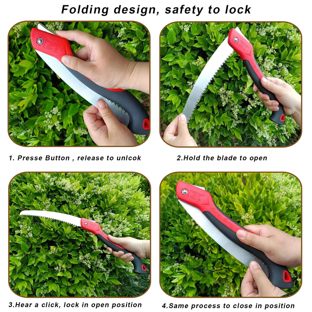 WEIMELTOY 12 Inch Heavy Duty Pruning Saw, Folding Hand Saw with SK5 Curved Blade, Triple-cut Razor Teeth Used for Trees Wood Cutting Camping Gardening Work, Hiking, Landscaping, Tree Trimming