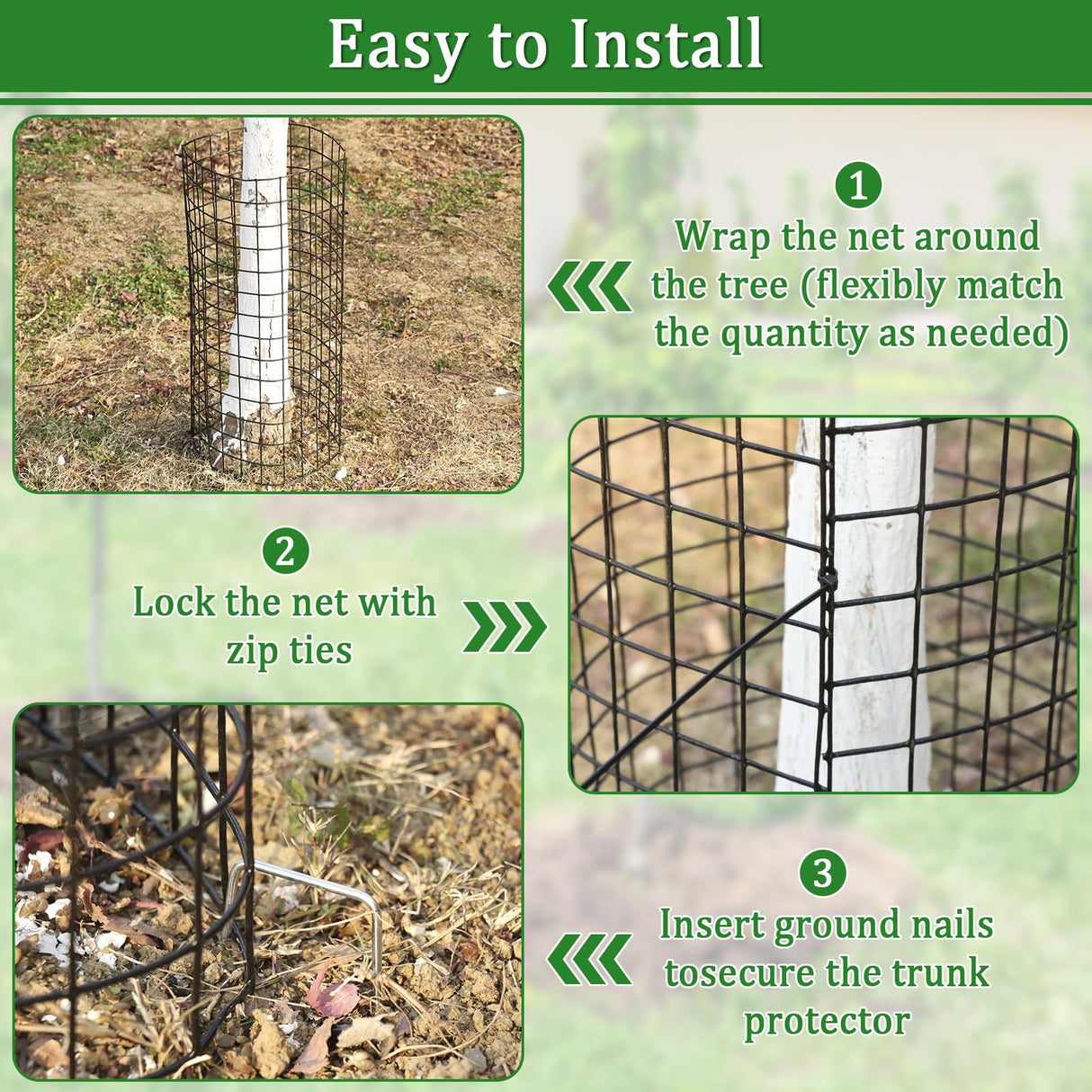 12p Tree Protectors from Deer,16.5 Inches High Pre-Curved Metal Mesh Tree Trunk Protector Stackable Vertically or Horizontally, Tree Tubes Wrap for Saplings and Fruit Garden