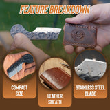 Southern Trapper Mini Pocket Knife with Leather Sheaths - Pack of 2 - Compact EDC Knife Set for Camping, Hiking, Hunting, Fishing, and Everyday Carry Gifts - Pocket Knives for Men and Women