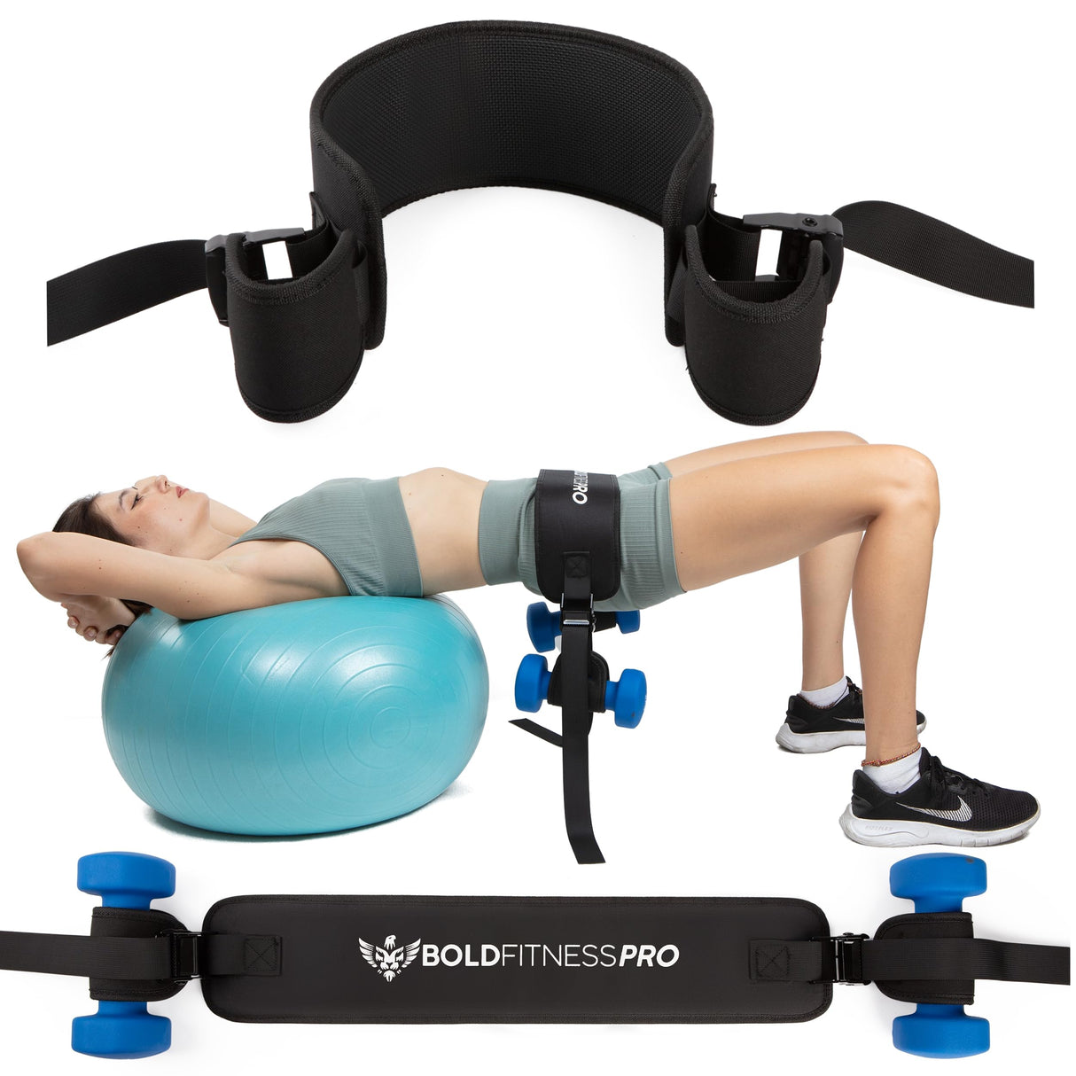 Hip Thrust Belt For Dumbbells Heavy, Kettlebells, Plates - Ultra-Durable Booty Belt for Hip Thrust - Hip Thrust Pad With Weight Support Pouches for Ultimate Stability and Comfort - Weight Lifting Belt