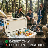 Adjustable Cooler Basket - Expands 11.75" to 18.5" - Non-Slip Rubber Handles, Universal Insert for Full Size Ice Chests, Dry Goods Tray Cooler Accessory - Fits Igloo, Coleman, Lifetime, Pelican, More