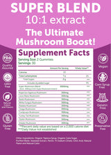Lunakai USA Made Super Mushroom Gummies for Adults – 10-in-1 Adaptogenic Mushroom Supplement with Lion's Mane - Focus & Brain Support, 60ct