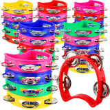 Yeshone 30 Pack Tambourine for Kids Adult Tamborines Musical Instrument Noise Makers 4 Bells Handheld Tambourines for Back to School Supplies Church Wedding Operation Christmas(Multicolors)