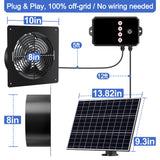 10-Inch 15W Solar Fan with Timer & Remote, Reversible Intake Exhaust Vent System for Chicken Coop, Greenhouse & Shed, Aluminum 6-Speed Airflow with 17ft Cable