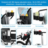 Accmor 2-in-1 Walker Cup Holder with Phone Holder, Wheelchair Cup Holder, Rollator Cup Holder, Cup Phone Holder for Walker, Wheelchair, Rollator, Mobility Scooter