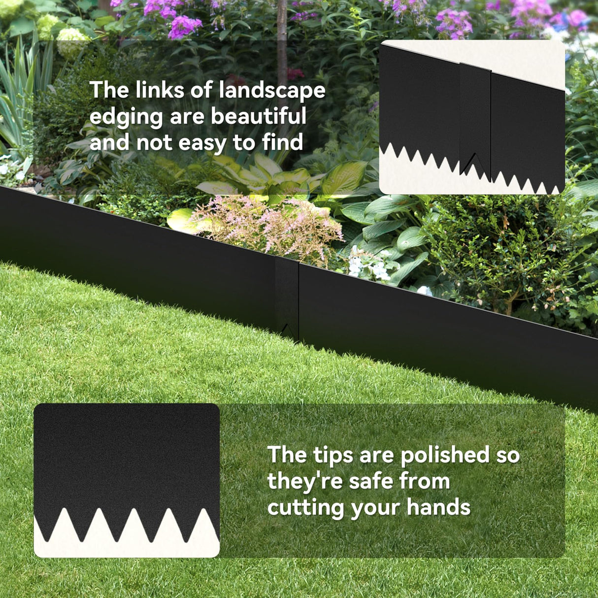 Landscape Edging Kit - 40" L x 6" H Each (20ft Total) Galvanized Bendable Metal Garden Edging for Lawn Yard- No-Dig Hammer-in Heavy Duty Metal Edging Border with 6 Clips