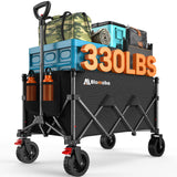 Blomoba Collapsible Wagon Cart with Wheels, 330lbs Heavy Duty Wagon, Black