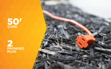 Southwire Woods 50ft Outdoor Extension Cord – Bright Orange, 16/2 Two-Prong – Durable SJTW Jacket for Landscaping & Light-Duty Power – Molded Plug