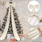 Wavwavw Giant Bow Decor Christmas Tree Topper Decoration Big Bows for Room Wall Backdrop 75x18 Inch Ribbon Tie for Wedding Christmas Fall Birthday Party Baby Shower Supplies(Ivory,Velvet)