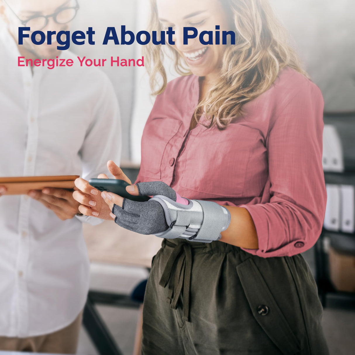 FEATOL Carpal Tunnel Wrist Brace & Compression Arthritis Glove Set For Women- Short Wrist Brace Daytime Support- Pain Relief For Work, Typing, Tendonitis, Sprains- Left Hand, Large