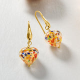 Ross-Simons Italian Murano Glass Heart Drop Earrings in 18kt Gold Over Sterling