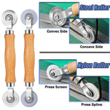King&Charles Window Screen Door Repair/Replacement Kit, Include Black Screen Mesh 48"x118"+ 2 Roller+50Ft Spline+8Clips+Hook, 6 in 1 Window Mesh Kit, Steel/Nylon Bearing Roller