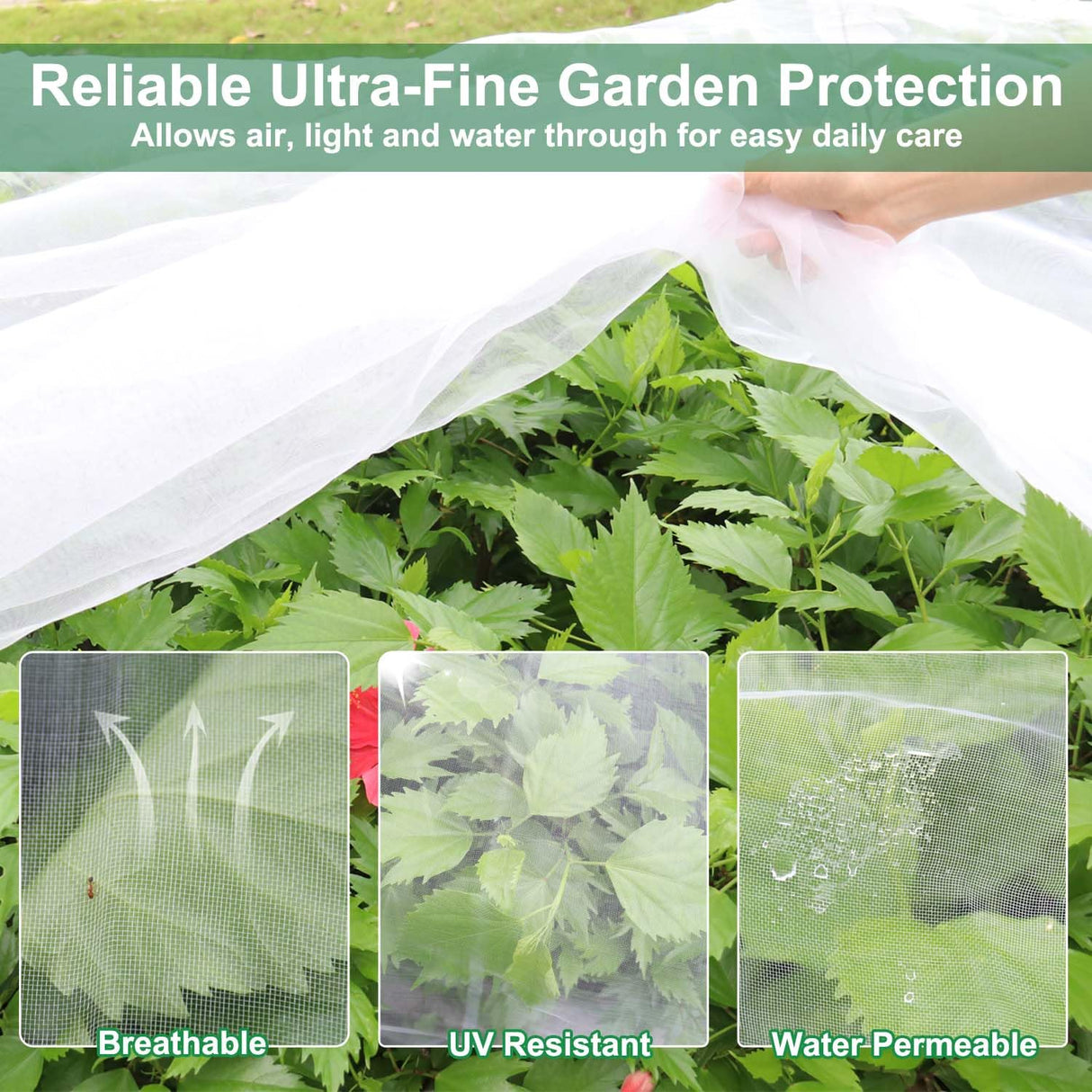 KLEWEE Garden Netting Kit for Raised Beds, 10x33ft Ultra Fine Mesh Netting