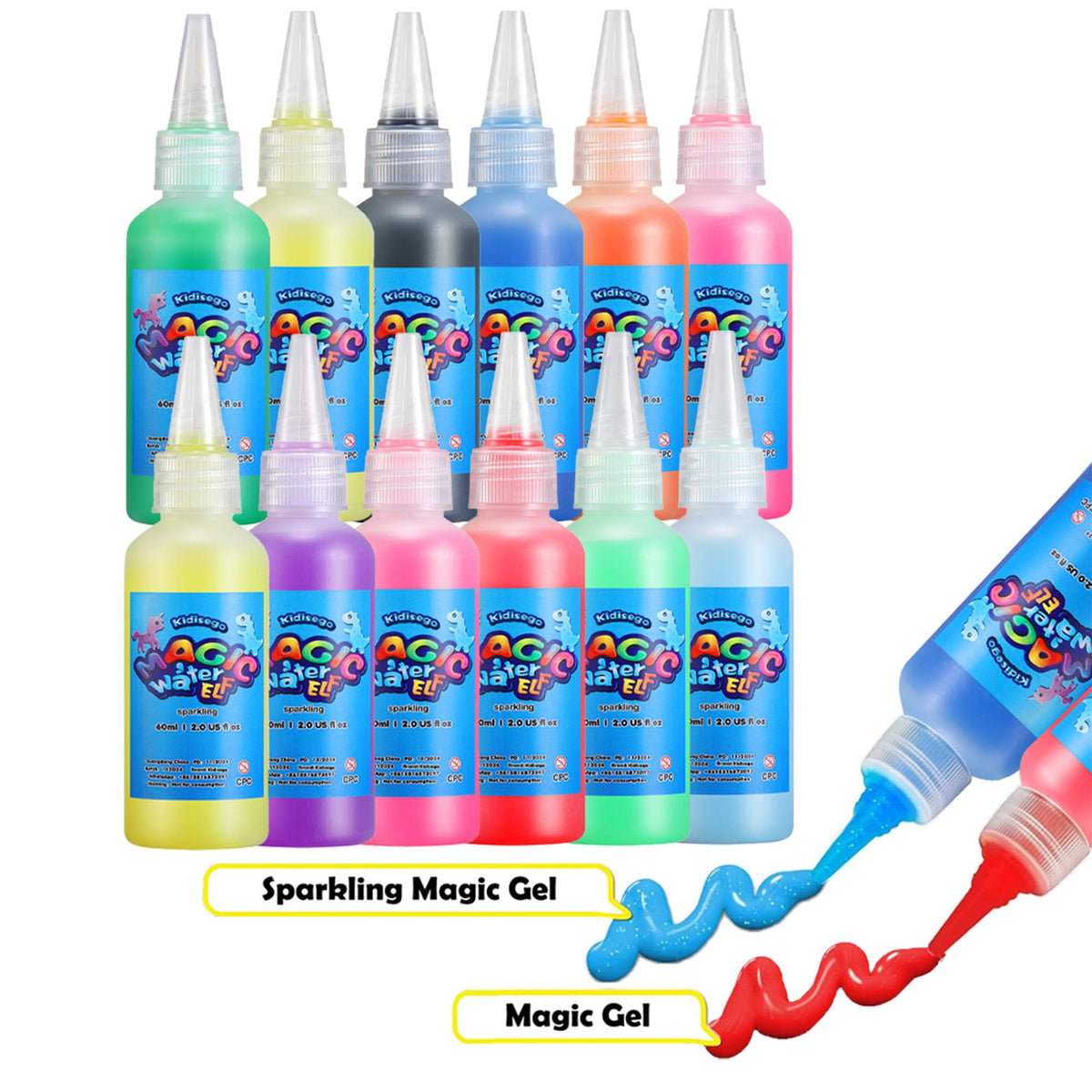Kidisego Magic Water Elf Toy Kit, 12 Colors 18 Molds 6 Pack Powder