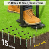 eWonLife Lawn Aerator Tool with Step-Through Pedal, 15-Spike Manual Aerator