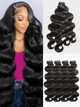 Human Hair Bundles 4 Bundles Hair Extensions Body Wave Human Hair 16 18 20 22 Inch 100% Unprocessed Brazilian Virgin Hair Quick Weave Natural Black