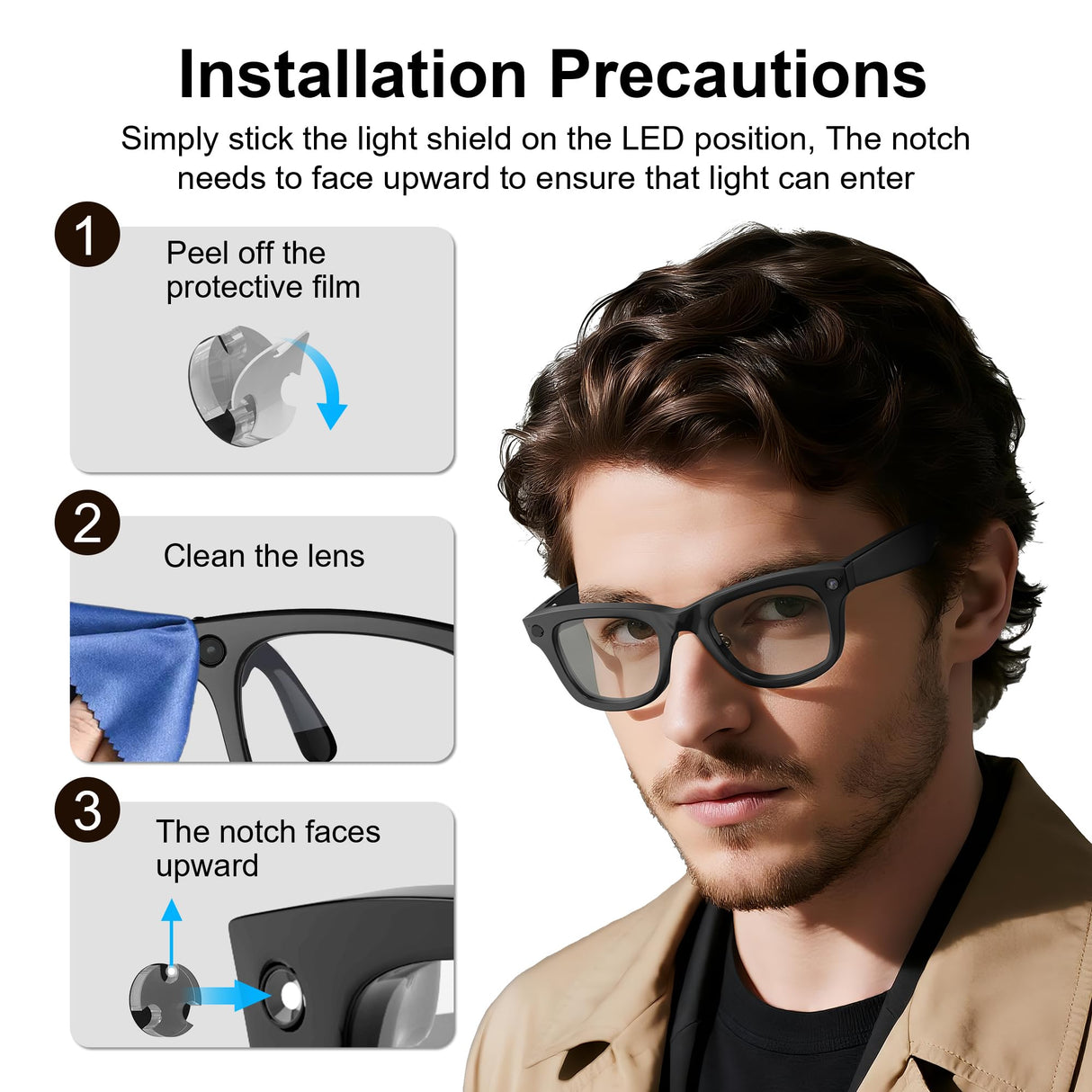 18Pcs LED Light Blocking Stickers Compatible with Ray-Ban Meta Wayfarer/Skyler/Headliner Gen 2 & Oakley Meta HSTN Smart Glasses Accessories, Low-Tack Restickable Blackout LED Light Covers Sticker