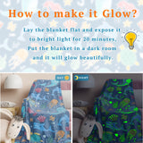 Gifts for Boys Ocean Glow in The Dark Blanket for Girls Kids Turtle Fish Soft Throw Blanket for Couch Bed Birthday Christmas 50" x 60"