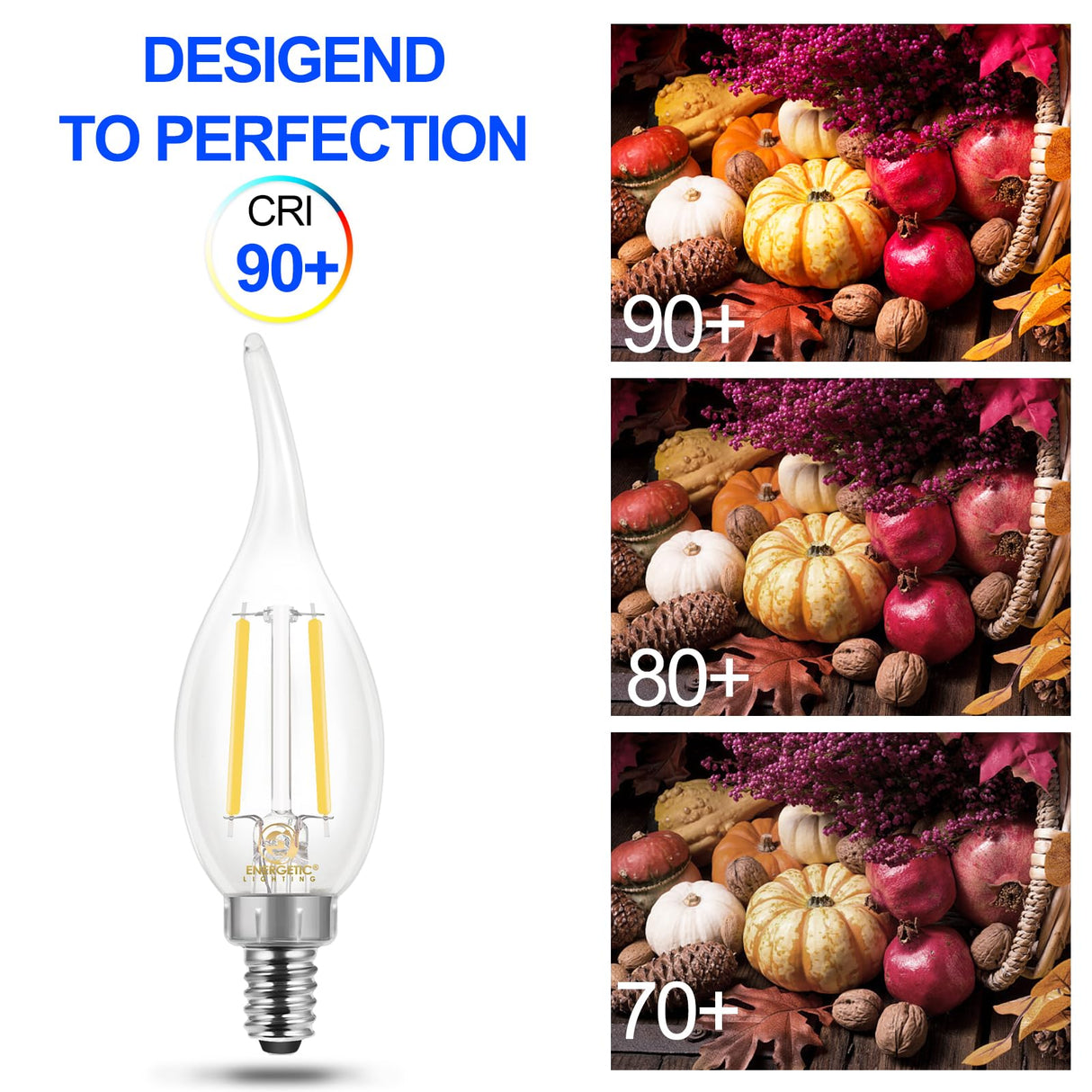 Energetic 12 Pack Dimmable Candelabra Led Light Bulb, CA11 Shape,Flame Tip Style, 60 Watt Equivalent, 4000K Cool White, E12 Base, Led Candelabra Bulb,CRI 90+, Halloween Christmas Decoration