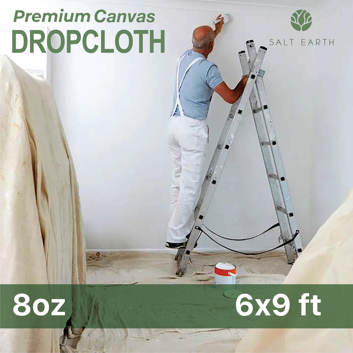 1Pk Recycled Cotton All Purpose Canvas Tarp Cover Painter Drop Cloth-6x9ft