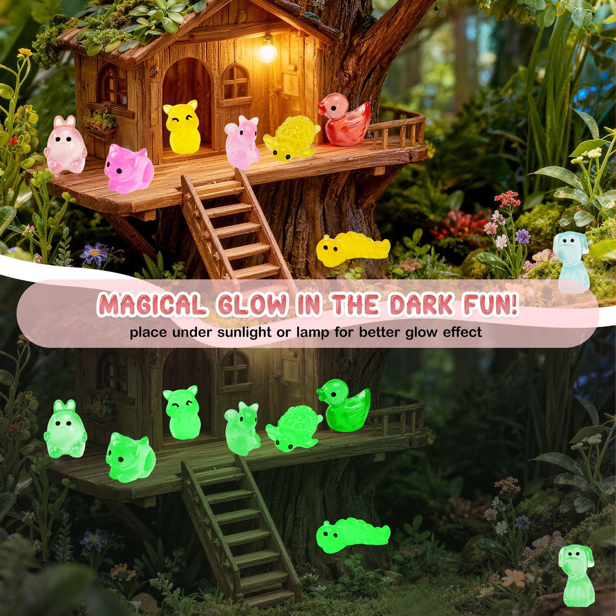 Rkyzhuang 320 Pcs Mini Resin Animals with Blind Bags, Glow in The Dark Tiny Resin Figures Mystery Bags, Miniature Animals for Classroom Rewards, Party Favors, Fairy Garden & Dollhouse Decor