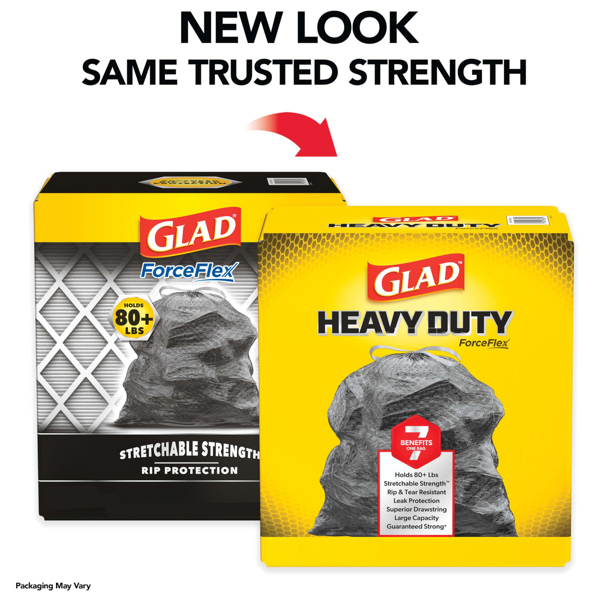 Glad Large 30 Gallon Trash Bags, Unscented Heavy Duty Garbage Bags, Forceflex with Drawstring, 68 Count (Packaging May Vary)