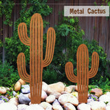 2pcs Metal Cactus Outdoor Decor,Metal Plants Prickly Pear Cactus,Desert Steel Yard Art, Garden Decor、Lawn Decoration